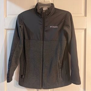 Columbia fleece sweater jacket girls size 14/16 large gray/black zip up